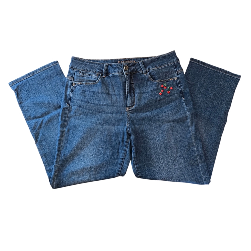 Santana Cropped Jeans - Cherry Beaded Ankle Jeans Size 10